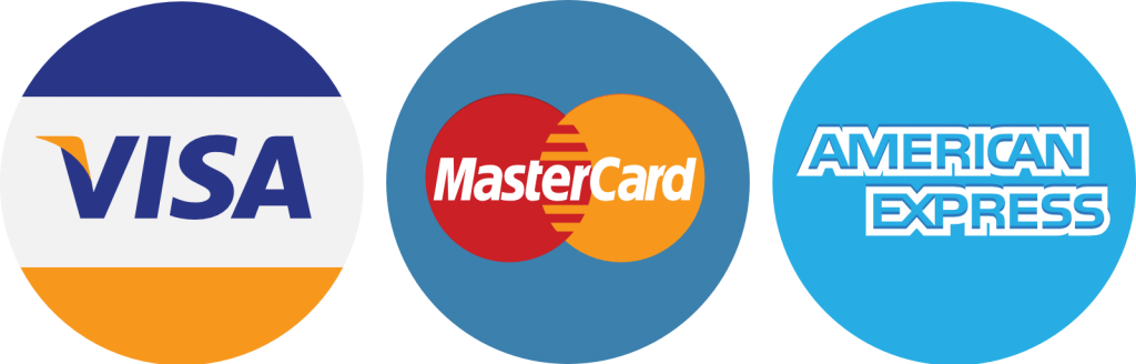 We accept Visa Mastercard AMEX